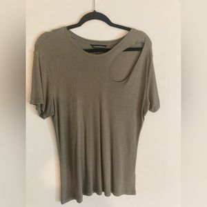Rock and republic army green shirt with cut out detail